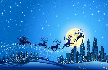 22486445 - santa sleigh closer to the big city