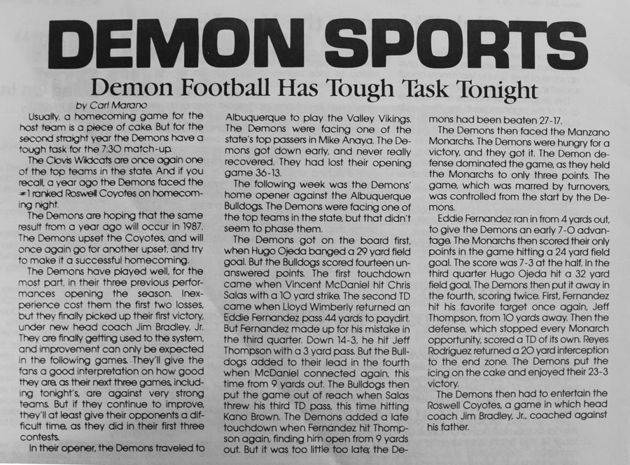 Remember when...Principal Marano (Class of 1989) was a Demon Tattler reporter?