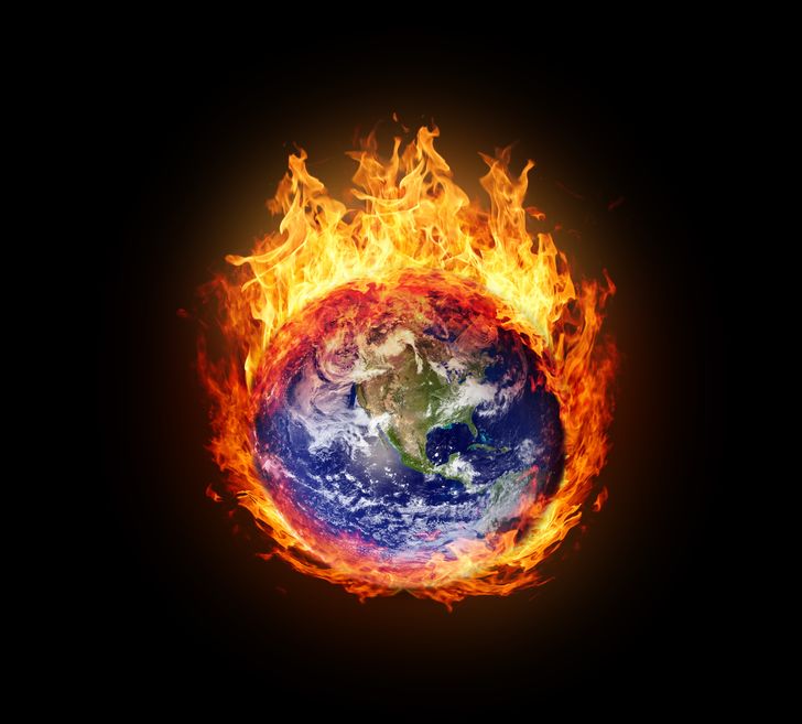 15367433 - burning globe earth (west hemisphere) - version with glowing (elements furnished by nasa)