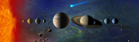 This image shows an artists impression of the Solar System