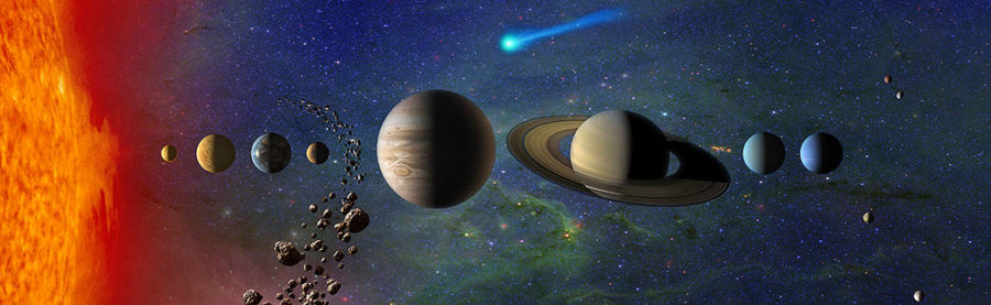 This image shows an artists impression of the Solar System